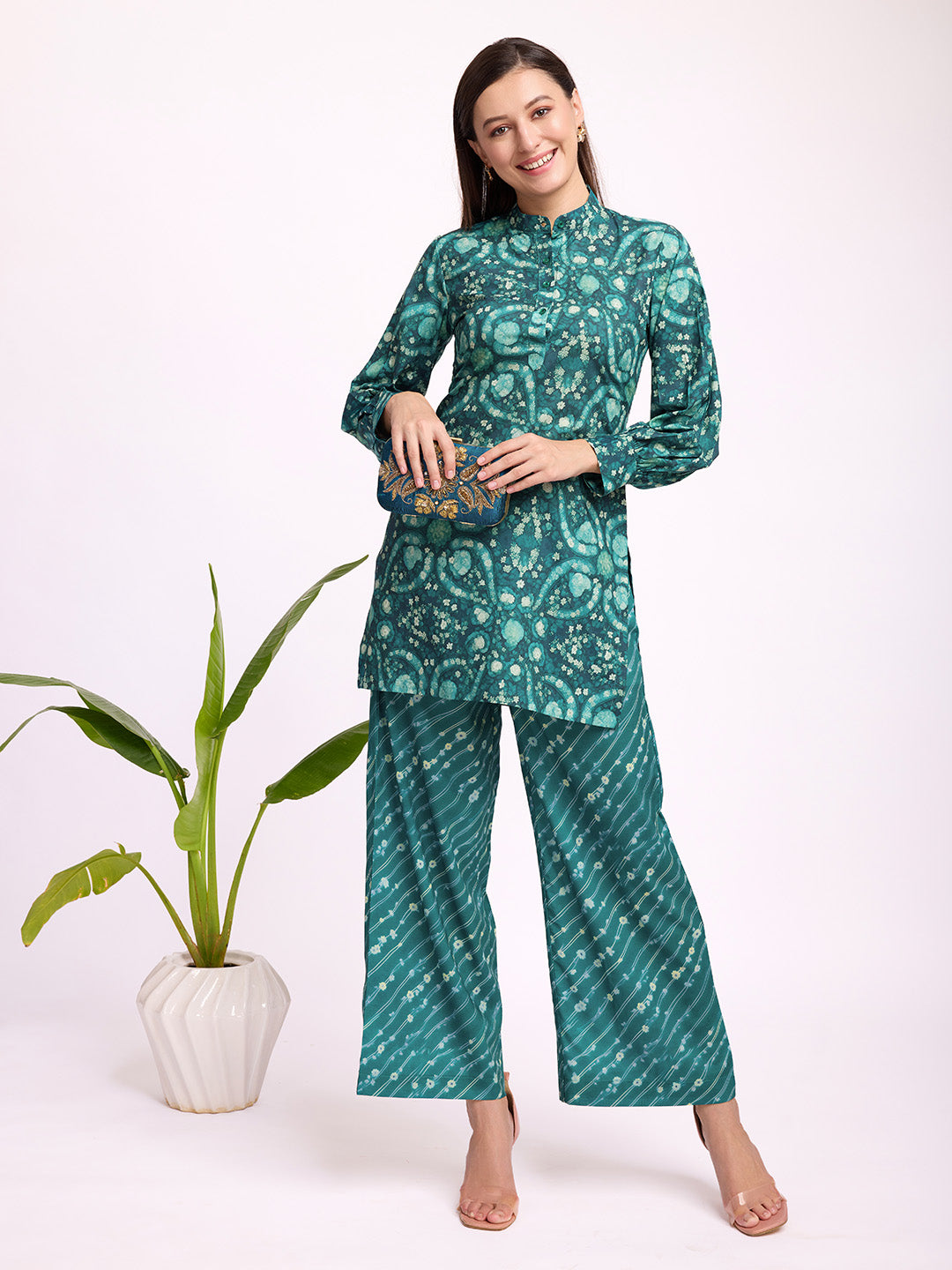 TEAL GREEN, PRINTED CO-ORD set